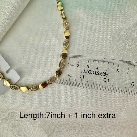 14K Gold Plated XP Adjustable Womens Bracelet Oval Link Oro Laminado - Picture 3 of 9